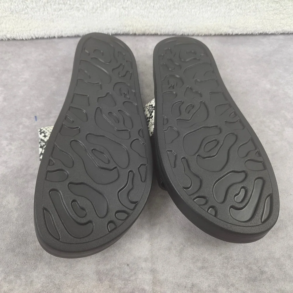 Aerosoles Louie Black White Snakeskin Platform Slide Sandals Womens 9 S2042